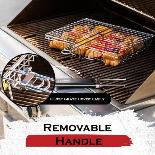 515SS20TaQL. AC  - SHIZZO Grill Basket Value Set, Barbecue BBQ Grilling Basket , Stainless Steel Large Folding Grilling baskets With Handle, Portable Outdoor Camping BBQ Rack for Fish, Shrimp, Vegetables, Barbeque Griller Cooking Accessories, Gift, Gifts for father, dad, husband