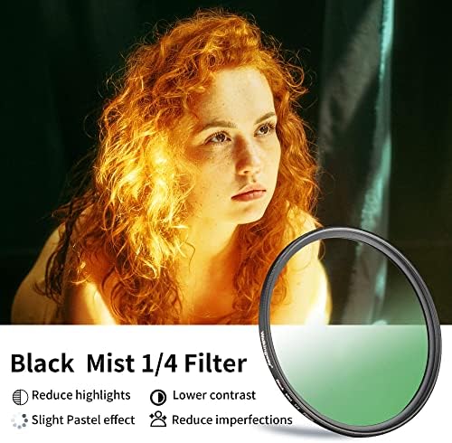 519H4g7B3jL. AC  - Walking Way 1/4 Black Pro Mist Diffusion Filter 58mm Soft Focus Lens Filter Circular Diffuser Filter Soft Glow Dream Cinematic Dreamy Hazy Diffuser for Portrait/Vlog/Photography/Video
