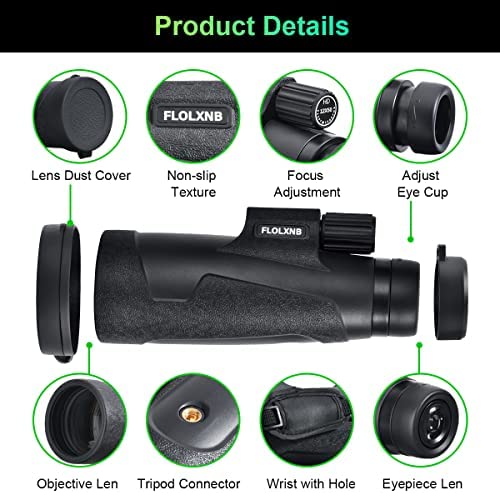 519ljqHdx9L. AC  - Monocular Telescope 12X50 Waterproof Telescope, High Definition BAK4 Prism, Adults Compact Monocular with Phone Holder and Metal Tripod for High Definition Bird Watching Hunting Hiking Camping