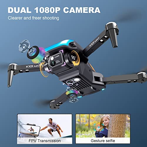 51AMA8x+IgL. AC  - Drone with Camera for Kids Beginners Adults 1080P HD FPV Camera, Remote Control Helicopter Toys Gifts for Boys Girls, Altitude Hold, One Key Landing, Obstacle Avoidance, Speed Adjustment, Headless Mode, 3D Flips, 2 Modular Batteries