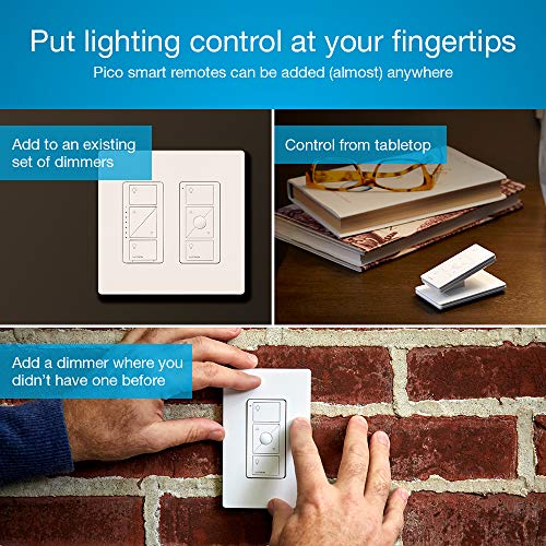 51KeqaMXF6L - Lutron Caséta Deluxe Smart Dimmer Switch (2 Count) Kit with Caséta Smart Hub | Works with Alexa, Apple HomeKit, Ring, Google Assistant | P-BDG-PKG2W-A | White