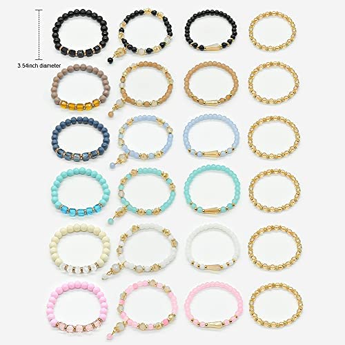 51OauLionLL. AC  - Bohemian Bracelet Sets for Women - 6 Sets Stackable Stretch Bracelets Multi-color Boho Jewelry for Women Hippie Bracelets Dainty Jewelry Best Friend Gift