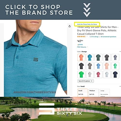51S+4fgf5iL. AC  - Three Sixty Six Golf Shirts for Men - Dry Fit Short-Sleeve Polo, Athletic Casual Collared T-Shirt