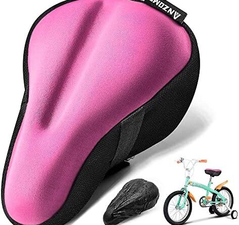51Uv2Q0YsL. AC  473x445 - ANZOME Kids Gel Bike Seat Cushion Cover, 9"x6" Memory Foam Child Bike Seat Cover Extra Soft Small Bicycle Saddle Pad, Kids Bicycle Seat Cover with Water&Dust Resistant Cover