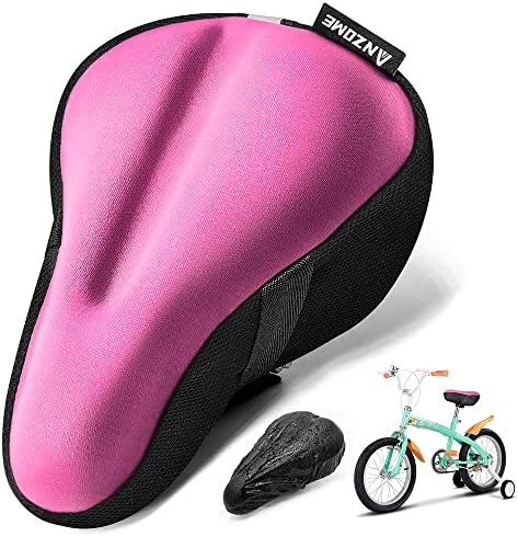 ANZOME Kids Gel Bike Seat Cushion Cover, 9″x6″ Memory Foam Child Bike Seat Cover Extra Soft Small Bicycle Saddle Pad, Kids Bicycle Seat Cover with Water&Dust Resistant Cover