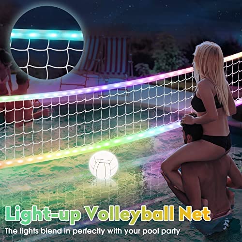 51WN6U5iPlL. AC  - LFSMVT 2-in-1 LED Pool Volleyball & Basketball Game Set, Light Up Pool Sport Combo Set with LED Pool Balls, APP & Remote Control, Music Sync for Inground Pool (2-in-1 Pool Sport Set)