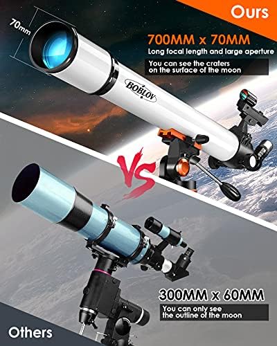 51eZkFQ5f5L. AC  - BOBLOV Astronomical Telescope for Adult/Kids,210X Magnification, 700mmFocal Length,70mm Aperture Glass Coating Astronomical Refractor Telescope with Adjustable Stainless Steel Tripod