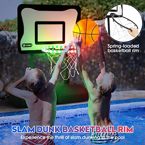 51lUTRE vnL. AC  - LFSMVT 2-in-1 LED Pool Volleyball & Basketball Game Set, Light Up Pool Sport Combo Set with LED Pool Balls, APP & Remote Control, Music Sync for Inground Pool (2-in-1 Pool Sport Set)