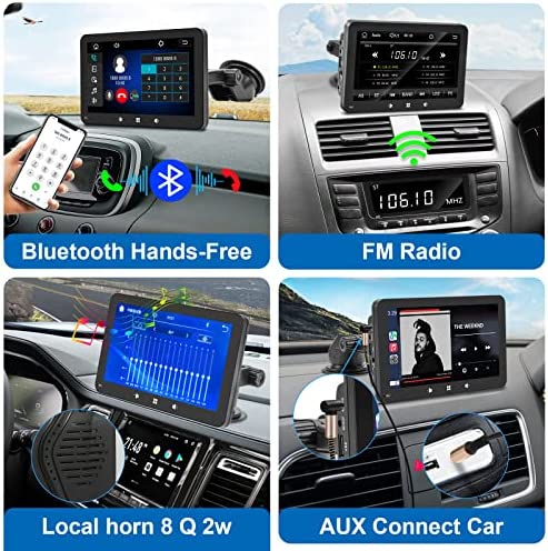51xN2ooEc1L. AC  - Portable Car Stereo with Wireless Apple Carplay and Android Auto, 7 Inch IPS Touchscreen Car Stereo with Backup Camera, Wireless Air Play, Bluetooth Handsfree, Mirror Link/Mic/TF/USB/AUX/Fast Charging