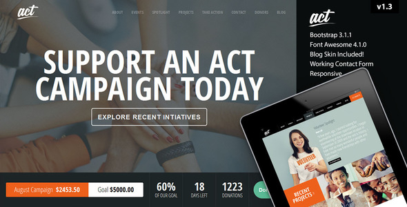 Web MainPreview act.  large preview - Act - Nonprofit Charity Theme