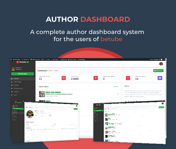 author dashboard - Betube Video WordPress Theme