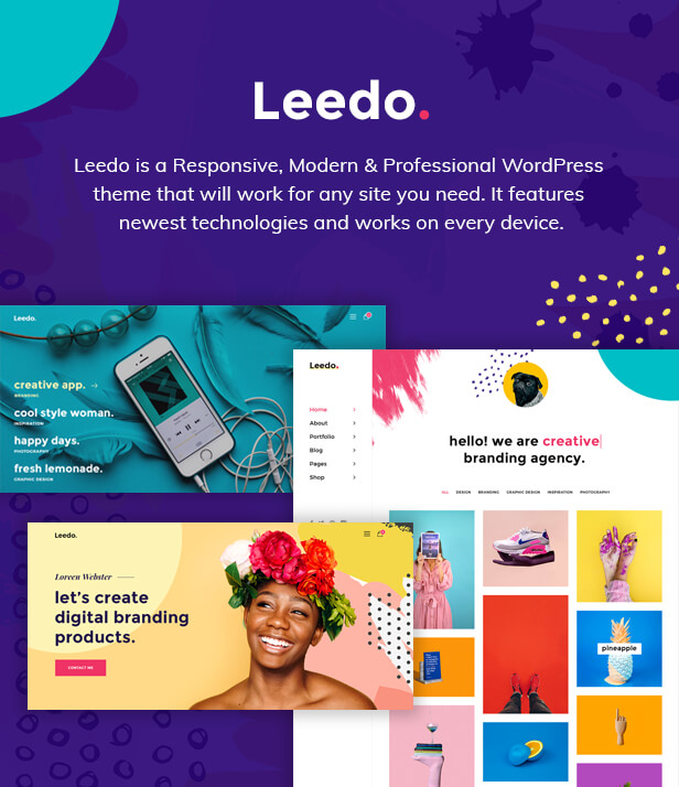 description 02 - Leedo – Modern, Colorful & Creative Portfolio WordPress Theme