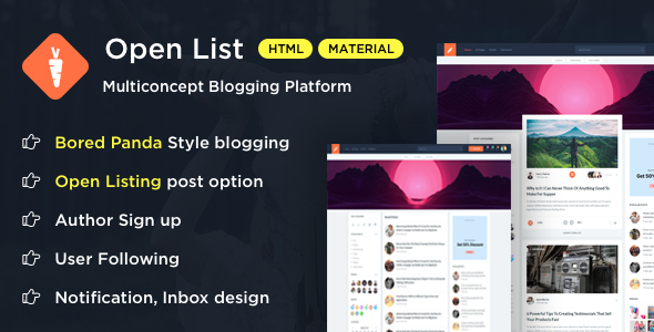01 banner.  large preview - Open List - Blogging Platform Bootstrap Template