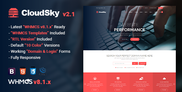 01 cloudsky.  large preview - CloudSky | Multipurpose Domain, Hosting and WHMCS Template