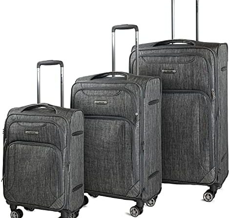 1682942398 51IPG6DWmHL. AC  471x445 - Cantor Ultra Lightweight Softside Luggage with Spinner Wheels, Set of 3, Expandable Suitcase with Retractable Handle and ID Tag, and Interlocking Zippers with TSA Lock