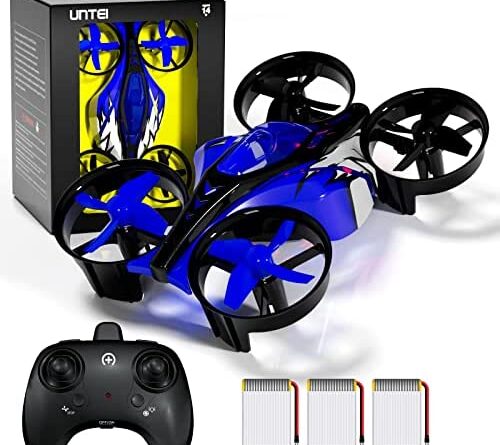1683982759 51Rv3XnnpJL. AC  500x445 - UNTEI 2 In 1 Mini Drone for Kids Remote Control Drone with Land Mode or Fly Mode, LED Lights,Auto Hovering, 3D Flip,Headless Mode and 3 Batteries,Toys Gifts for Boys Girls (Blue)