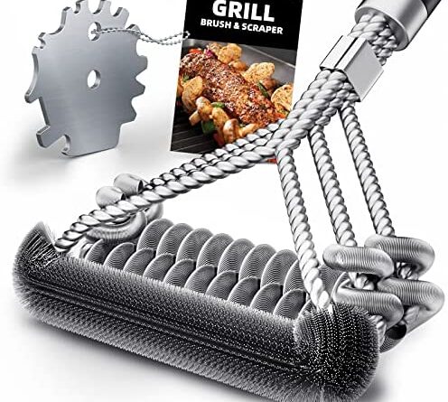 1684069509 51yOPL3ehoL. AC  496x445 - Grill Brush for Outdoor Grill, Bristle Free & Wire Combined BBQ Brush for Grill Cleaning Including Grill Scraper, Safe 17" Stainless Steel BBQ Accessories Grill Cleaner Brush, Awesome Gifts for Men