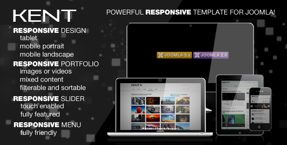 1 kent template preview.  large preview - Kent Powerful Responsive Template For Joomla!
