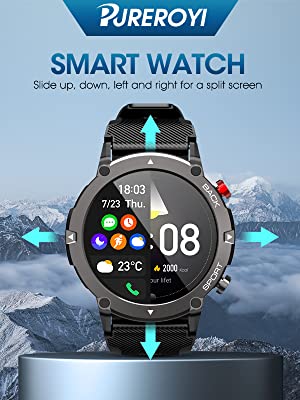 29687b8a 113e 4730 ab99 2392c9e7e07a.  CR0,0,600,800 PT0 SX300 V1    - PUREROYI Smart Watch for Men Bluetooth Call (Answer/Make Call) IP68 Waterproof 1.32'' Military Tactical Fitness Watch Tracker for Android iOS Outdoor Sports Smartwatch(Black)