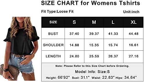 418j5HqxYCL. AC  - PRETTYGARDEN Women's Short Sleeve Casual T Shirts Summer Ruffle Plain Round Neck Loose Fit Tee Blouse Tops
