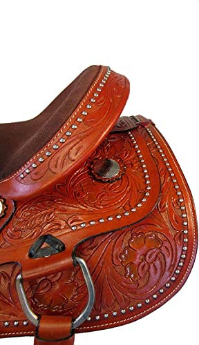 41PQDSw7 8L. AC  - Equitack Western Saddle 10 11 12 13 Kids Youth Barrel Racing Trail Horse Tooled Leather TACK