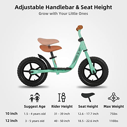 41TgRlADUzL. AC  - JOYSTAR 10"/12" Toddler Balance Bike for Girls & Boys, Ages 18 Months to 5 Years, Kids Push Bike with Footrest & Adjustable Seat Height, First Birthday Gifts for 2-5 Boys Girls