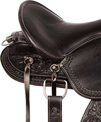 41bwqB5lypL. AC  - Endurance Saddle Horse TACK Western Leather Tooled Comfy Pleasure Trail Riding Saddle with Matching Headstall Reins and Breast Collar (Leather, 11.5 inches seat)