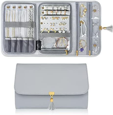 41c+lA7XQdL. AC  - MATEIN Jewelry Travel Organizer for Women, Tangle Free Portable Leather Jewelry Storage Roll Bag Envelope Clutch, Waterproof Lightweight Jewelry Case Holder for Necklaces, Rings, Earrings, Bracelets