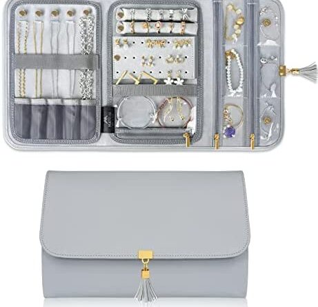 41clA7XQdL. AC  461x445 - MATEIN Jewelry Travel Organizer for Women, Tangle Free Portable Leather Jewelry Storage Roll Bag Envelope Clutch, Waterproof Lightweight Jewelry Case Holder for Necklaces, Rings, Earrings, Bracelets