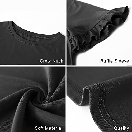 41dGj0TS9YL. AC  - PRETTYGARDEN Women's Short Sleeve Casual T Shirts Summer Ruffle Plain Round Neck Loose Fit Tee Blouse Tops
