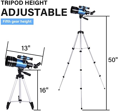 41fIWZiEVuL. AC  - Telescope for Adults & Kids, 70mm Aperture Professional Astronomy Refractor Telescope for Beginners, 300mm Portable Refractor Telescope with AZ Mount, Phone Adapter & Wireless Remote (Blue)