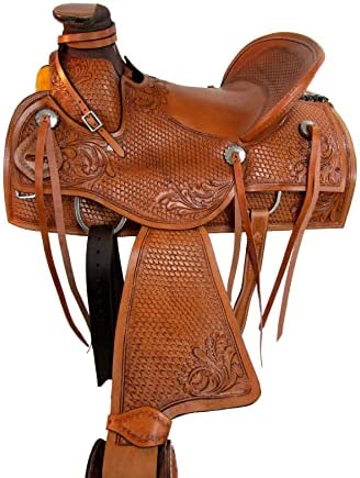 41jqor eQsL. AC  - Rodeo Western Roping Ranch Premium Tooled Horse Saddle 15 16 17 18 Leather TACK Set FQHB