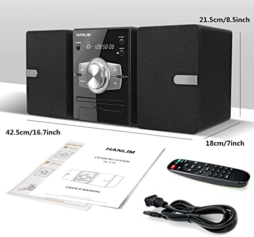 41yd7I63XuL. AC  - Home Stereo System with CD Player FM Radio Bluetooth AUX in/USB in, Earphone Jack, Remote Control, 30W HiFi Shelf Stereo System