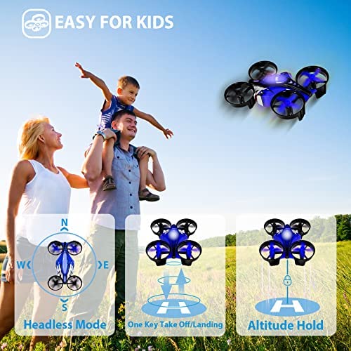 512kCUMn3sL. AC  - UNTEI 2 In 1 Mini Drone for Kids Remote Control Drone with Land Mode or Fly Mode, LED Lights,Auto Hovering, 3D Flip,Headless Mode and 3 Batteries,Toys Gifts for Boys Girls (Blue)