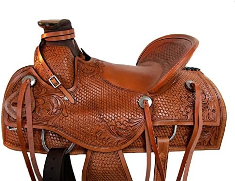 5141LrCUX L. AC  - Rodeo Western Roping Ranch Premium Tooled Horse Saddle 15 16 17 18 Leather TACK Set FQHB