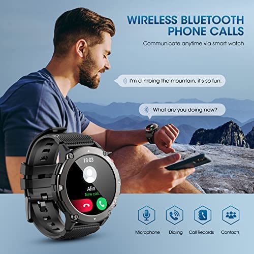 516OeFfEfOL. AC  - PUREROYI Smart Watch for Men Bluetooth Call (Answer/Make Call) IP68 Waterproof 1.32'' Military Tactical Fitness Watch Tracker for Android iOS Outdoor Sports Smartwatch(Black)