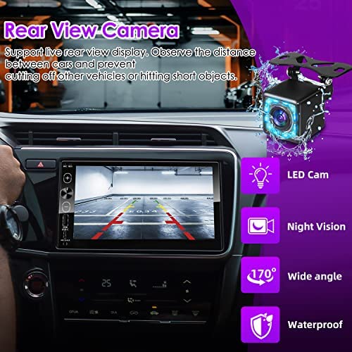 517PGJ24XvL. AC  - Double Din Car Stereo Apple Carplay & Android Auto 7-Inch Full HD Touchscreen Car Audio Receiver with Bluetooth, FM Radio, USB & Type-C Ports, External Mic/AUX Input, Rear View Camera, Mirror Link