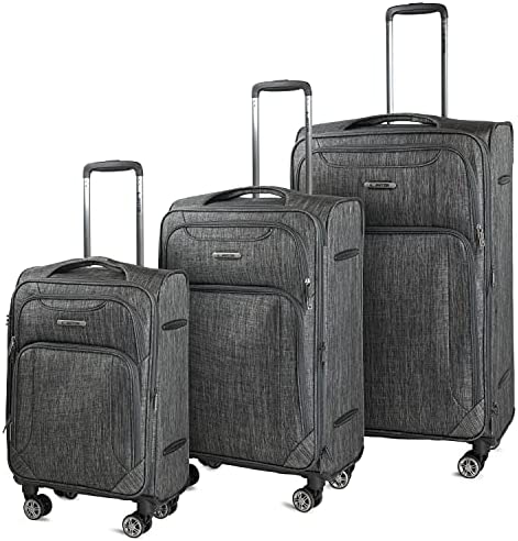 51IPG6DWmHL. AC  - Cantor Ultra Lightweight Softside Luggage with Spinner Wheels, Set of 3, Expandable Suitcase with Retractable Handle and ID Tag, and Interlocking Zippers with TSA Lock