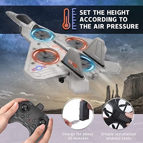 51PW9W2OqeL. AC  - T.V.V.Fashy Hobby RTF Toy RC Airplanes for Beginners, Stunt Fighter Jet Remote Control Plane Drone for Kids, F22 Raptor RC Plane Jet for Kids Toys