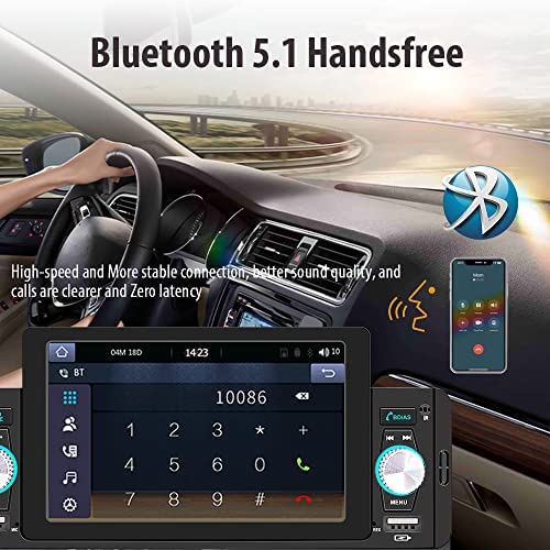 51RLblsuVJL. AC  - 5 Inch Single Din Car Stereo Built-in Apple CarPlay/Android Auto/Mirror-Link, Touchscreen Radio Receiver with Bluetooth 5.1 Handsfree and 12LED HD Backup Camera, FM USB Audio Video Player
