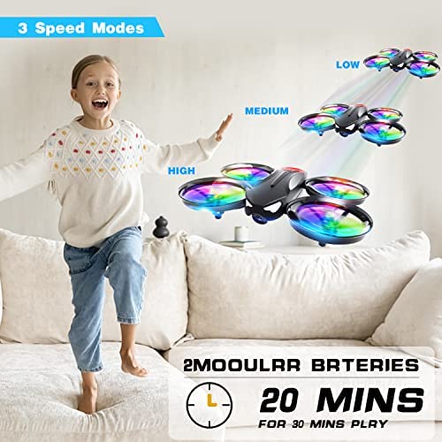 51TY9rlUTsL. AC  - 4DRC V16 Drone with Camera for Kids,1080P FPV Camera Mini RC Quadcopter Beginners Toy with 7 Colors LED Lights,3D Flips,Gesture Selfie,Headless Mode,Altitude Hold,Boys Girls Birthday Gifts,