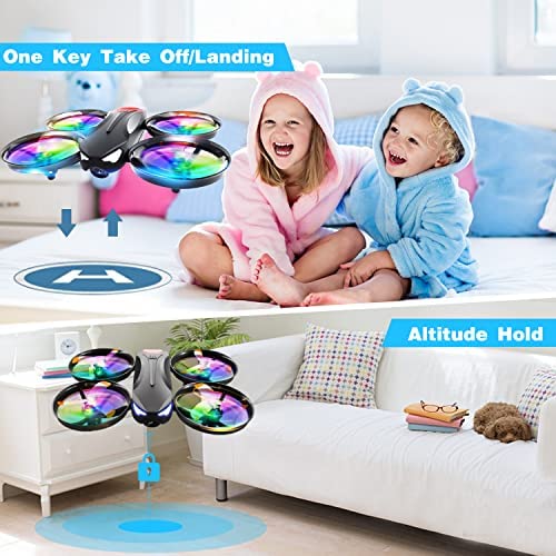 51XVKk49y0L. AC  - 4DRC V16 Drone with Camera for Kids,1080P FPV Camera Mini RC Quadcopter Beginners Toy with 7 Colors LED Lights,3D Flips,Gesture Selfie,Headless Mode,Altitude Hold,Boys Girls Birthday Gifts,