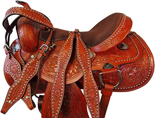 51b2p9lxT4L. AC  - Equitack Western Saddle 10 11 12 13 Kids Youth Barrel Racing Trail Horse Tooled Leather TACK