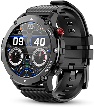 51d0n8jncL. AC  - PUREROYI Smart Watch for Men Bluetooth Call (Answer/Make Call) IP68 Waterproof 1.32'' Military Tactical Fitness Watch Tracker for Android iOS Outdoor Sports Smartwatch(Black)
