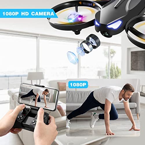 51eEneSg0gL. AC  - 4DRC V16 Drone with Camera for Kids,1080P FPV Camera Mini RC Quadcopter Beginners Toy with 7 Colors LED Lights,3D Flips,Gesture Selfie,Headless Mode,Altitude Hold,Boys Girls Birthday Gifts,