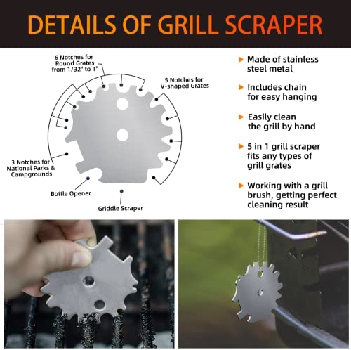 51ewr7pIYzL. AC  - Grill Brush for Outdoor Grill, Bristle Free & Wire Combined BBQ Brush for Grill Cleaning Including Grill Scraper, Safe 17" Stainless Steel BBQ Accessories Grill Cleaner Brush, Awesome Gifts for Men
