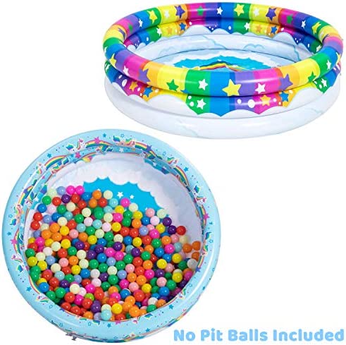 51f3OutVB5L. AC  - 2 Pack 45'' Unicorn Rainbow & Rainbow Inflatable Kiddie Pool Set, Family Swimming Pool Water Pool Pit Ball Pool for Kids Toddler Indoor Outdoor Summer Fun