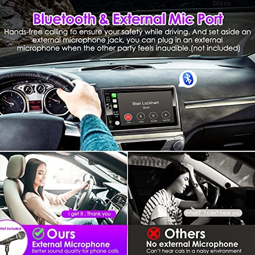 61gFMrrmqcL. AC  - Double Din Car Stereo Apple Carplay & Android Auto 7-Inch Full HD Touchscreen Car Audio Receiver with Bluetooth, FM Radio, USB & Type-C Ports, External Mic/AUX Input, Rear View Camera, Mirror Link
