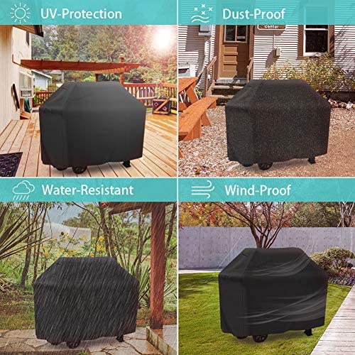 61rw XNHLCL. AC  - Grill Cover 58 inch, iCOVER Waterproof BBQ Gas Grill Cover, Polyester Easy On/Off, Dustproof Fade Resistant for Weber Char-Broil Nexgrill and More Grills