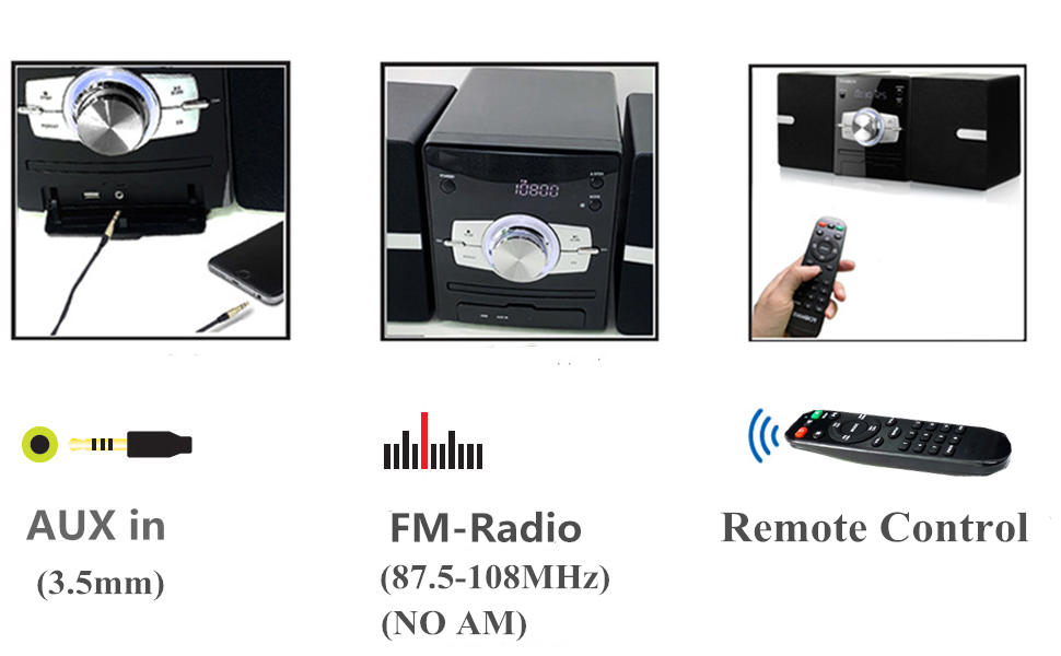 9432cc3b 3f55 4a20 be0a 08d5c71ea302.  CR0,0,970,600 PT0 SX970 V1    - Home Stereo System with CD Player FM Radio Bluetooth AUX in/USB in, Earphone Jack, Remote Control, 30W HiFi Shelf Stereo System